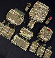 Тактический комплект для Плитоноски и РПС с 12 Подсумоками Cordura 900D - Рюкзак с MOLLE аптечка напашни SCH_13