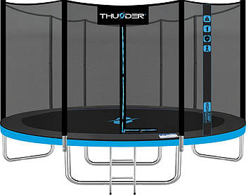 Батут THUNDER OUTSIDE PRO з зовнішньою сіткою 12 футів 366 см чорно-блакитний