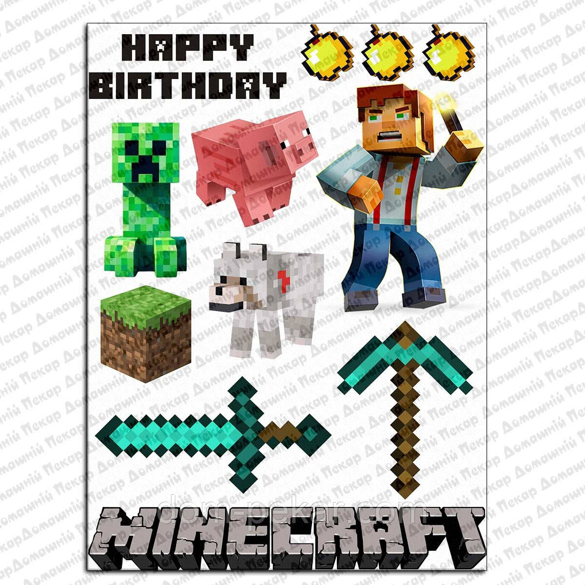 Майнкрафт Minecraft вафельна картинка