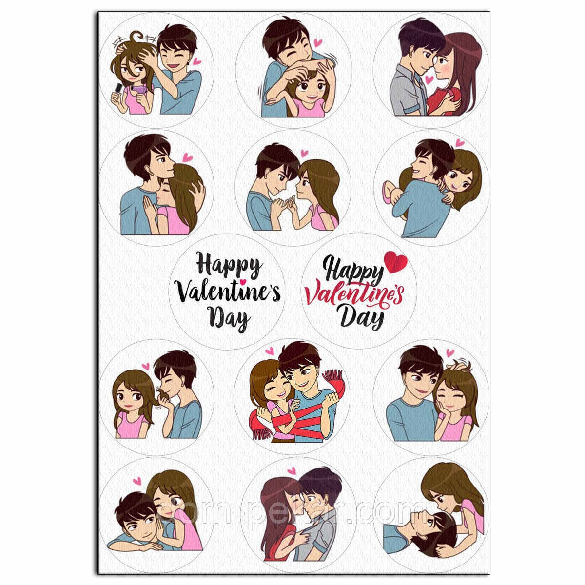 Капкейки-6 см Парочка вафельна картинка