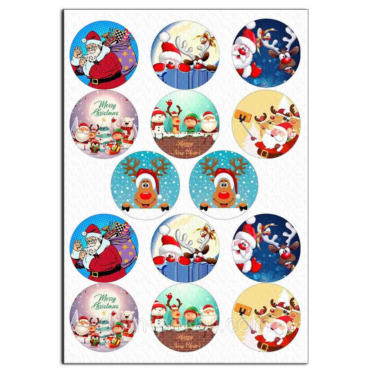 Капкейки-6 см Новорічні вафельна картинка