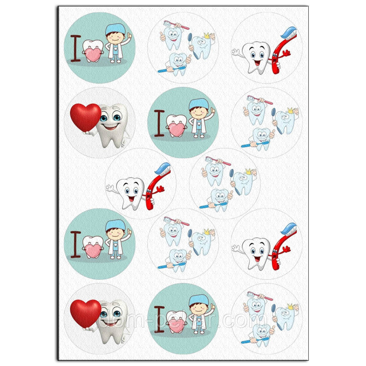 Капкейки-6 см Зубки 1 вафельна картинка