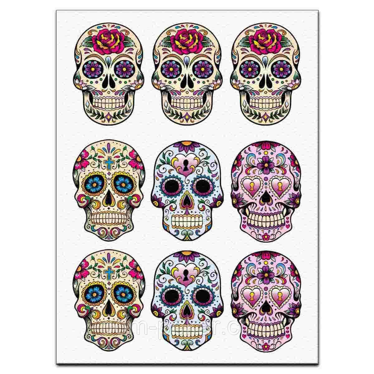 Хелловін черепки з візерунком вафельна картинка