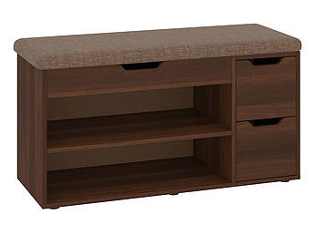 Тумба для взуття Б-7 Піхотин з  полицями та сидінням орех савана браун