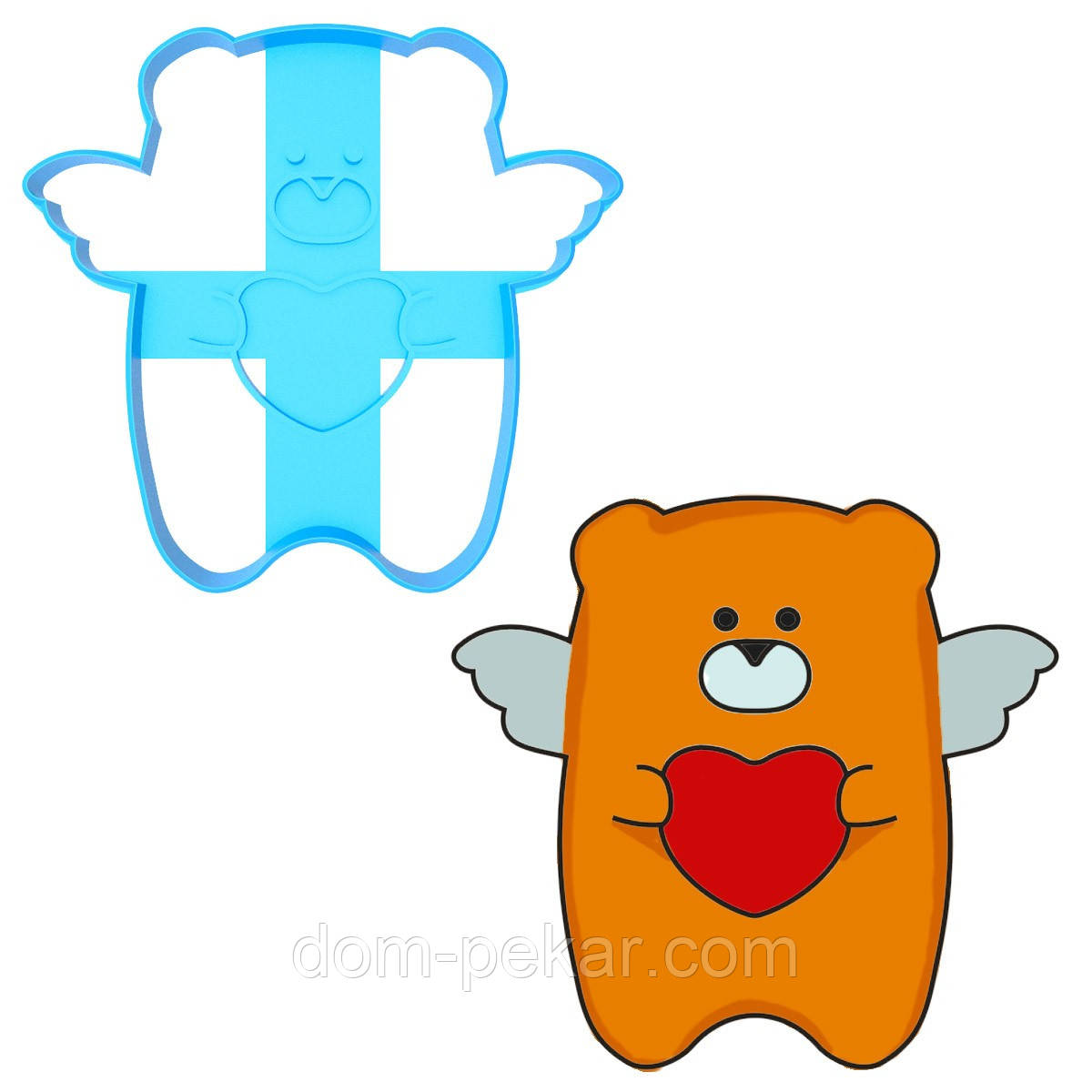 Ведмедик з серцем та крилами вирубка для пряників 10*10,6 см (3D)