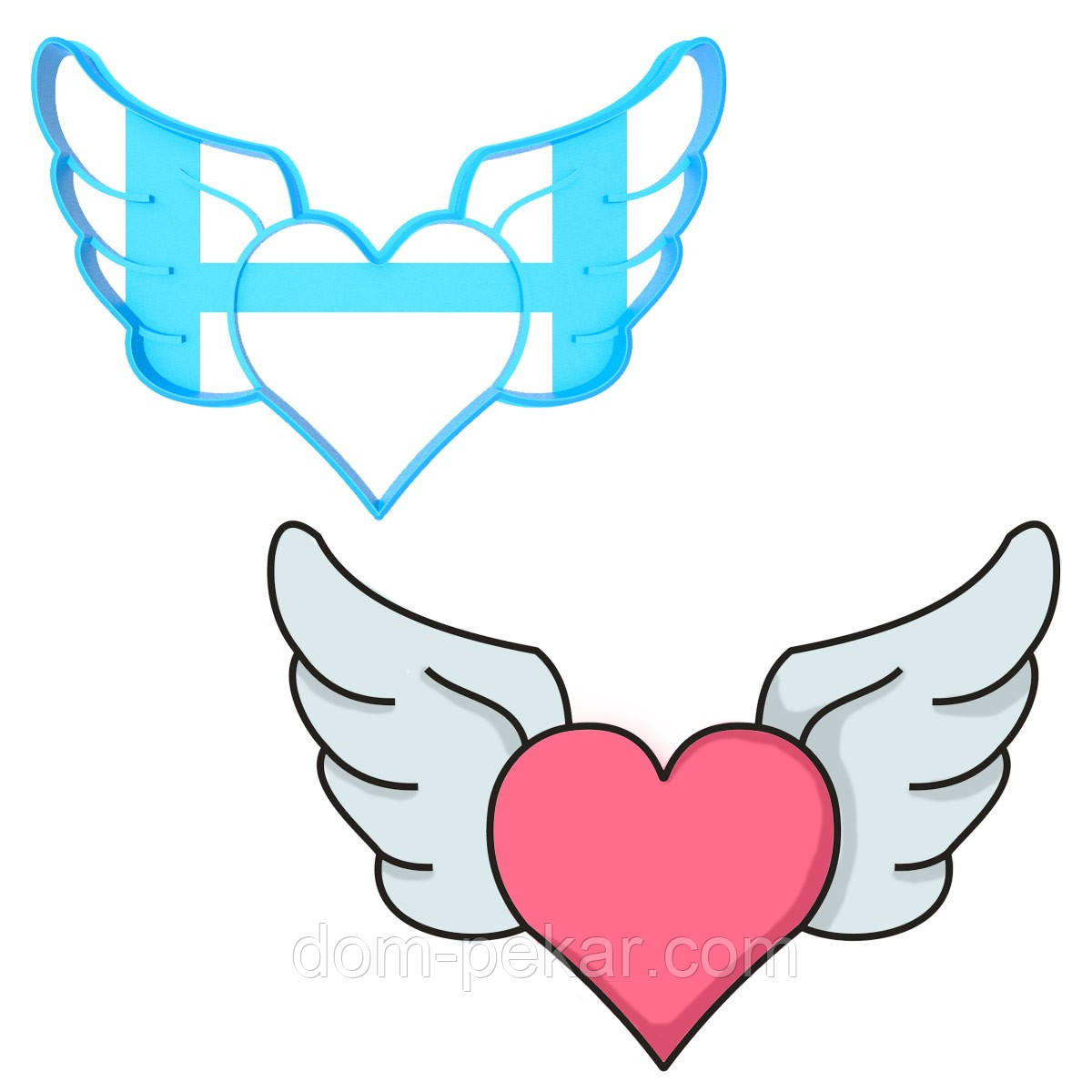 Серце з крилами вирубка для пряників 7,6*11 см (3D)