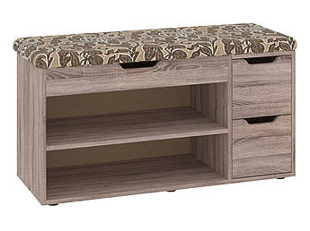 Тумба для взуття Б-7 Піхотин з  полицями та сидінням трюфель-генуя