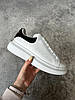 Жіночі кросівки Alexander McQueen White Black Кеди Маквины білі з чорним задником шкіряні Олександр Маккуїн взуття, фото 4