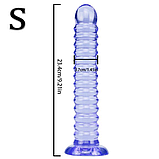 Фалоімітатор на присосці 23 см Синій, гнучкий фалос рельєфний, штучний ділдо, інтимні іграшки, фото 2