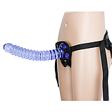 Фалоімітатор на присосці 23 см Синій, гнучкий фалос рельєфний, штучний ділдо, інтимні іграшки, фото 3