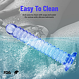 Фалоімітатор на присосці 23 см Синій, гнучкий фалос рельєфний, штучний ділдо, інтимні іграшки, фото 8