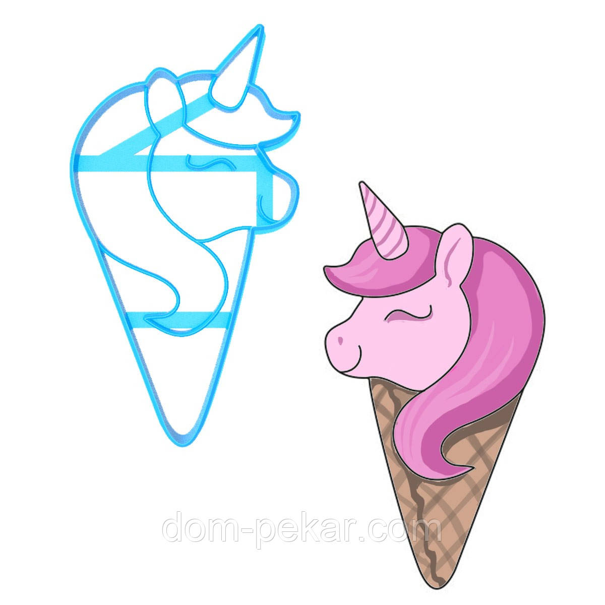 Єдиноріг у морозиві вирубка для пряників 12*6,5 см (3D)