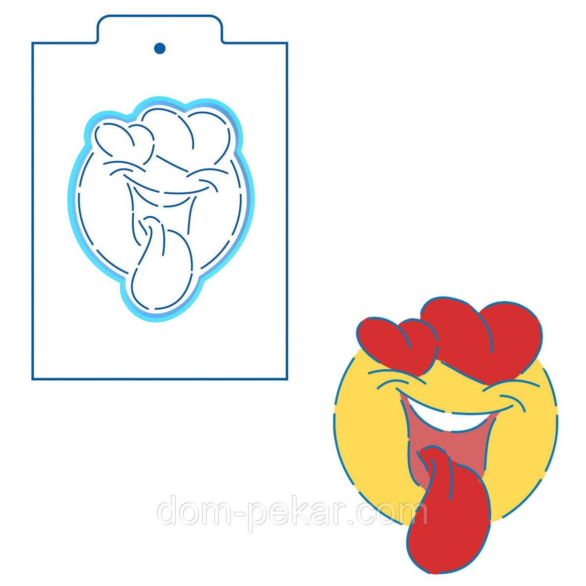 Закоханий смайлик вирубка з трафаретом 12*10 см (TR-2)
