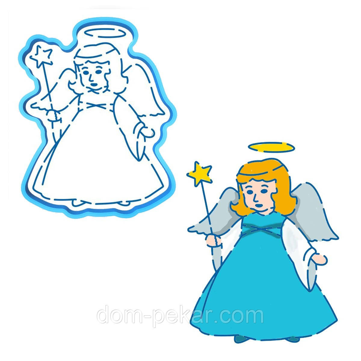 Ангел вирубка з трафаретом 12*9 см (TR-2)