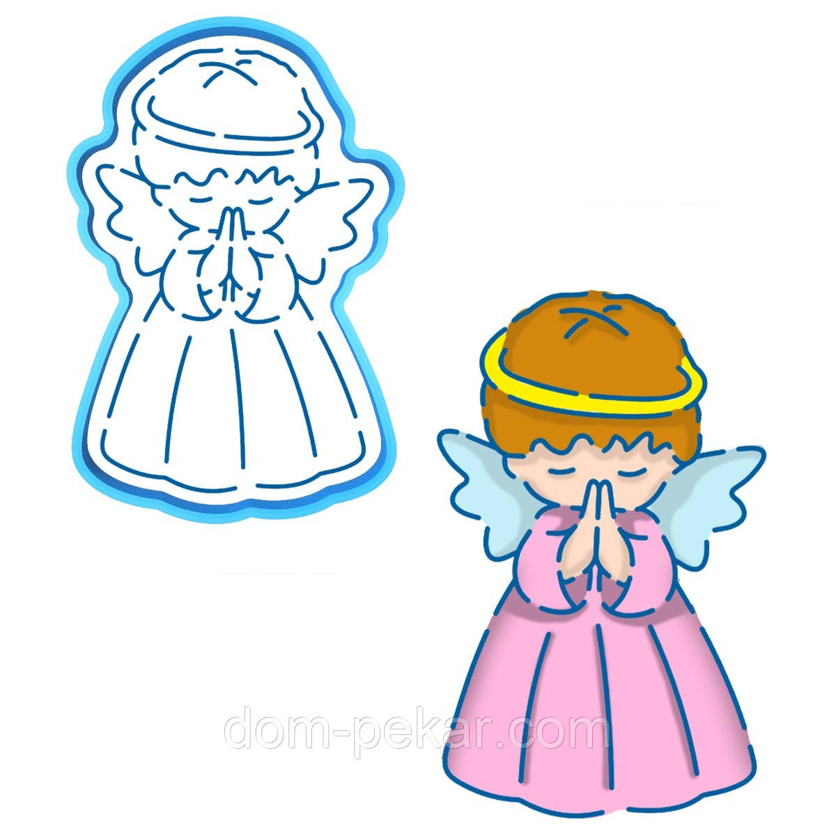 Ангелок вирубка з трафаретом 12*8 см (TR-2)