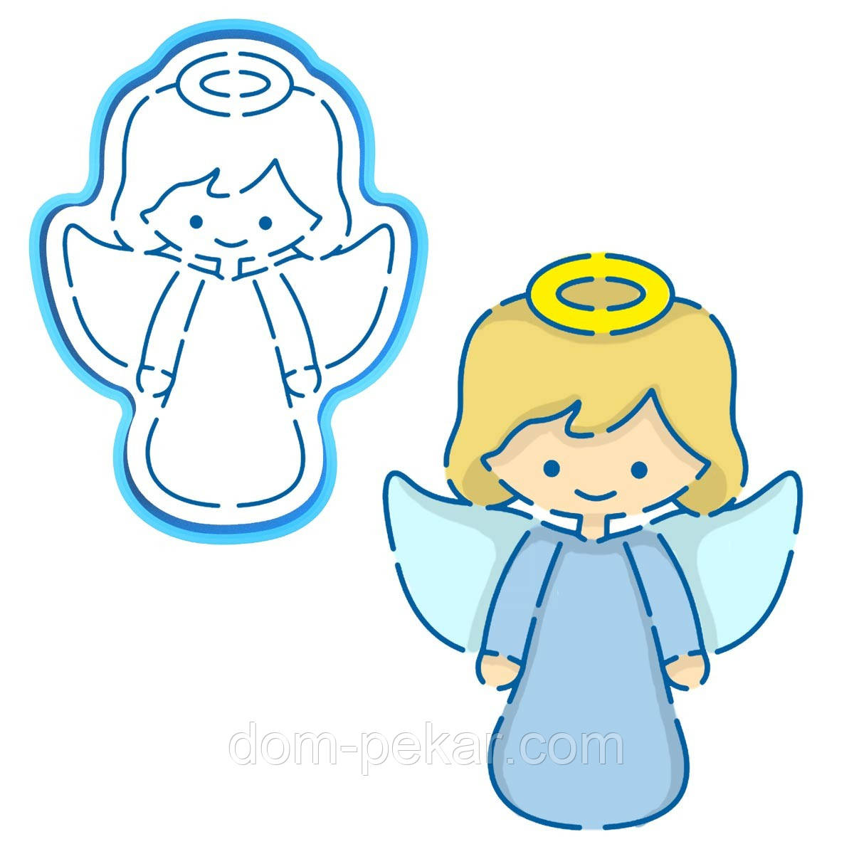 Ангелок-2 вирубка з трафаретом  12*9 см (TR-2)