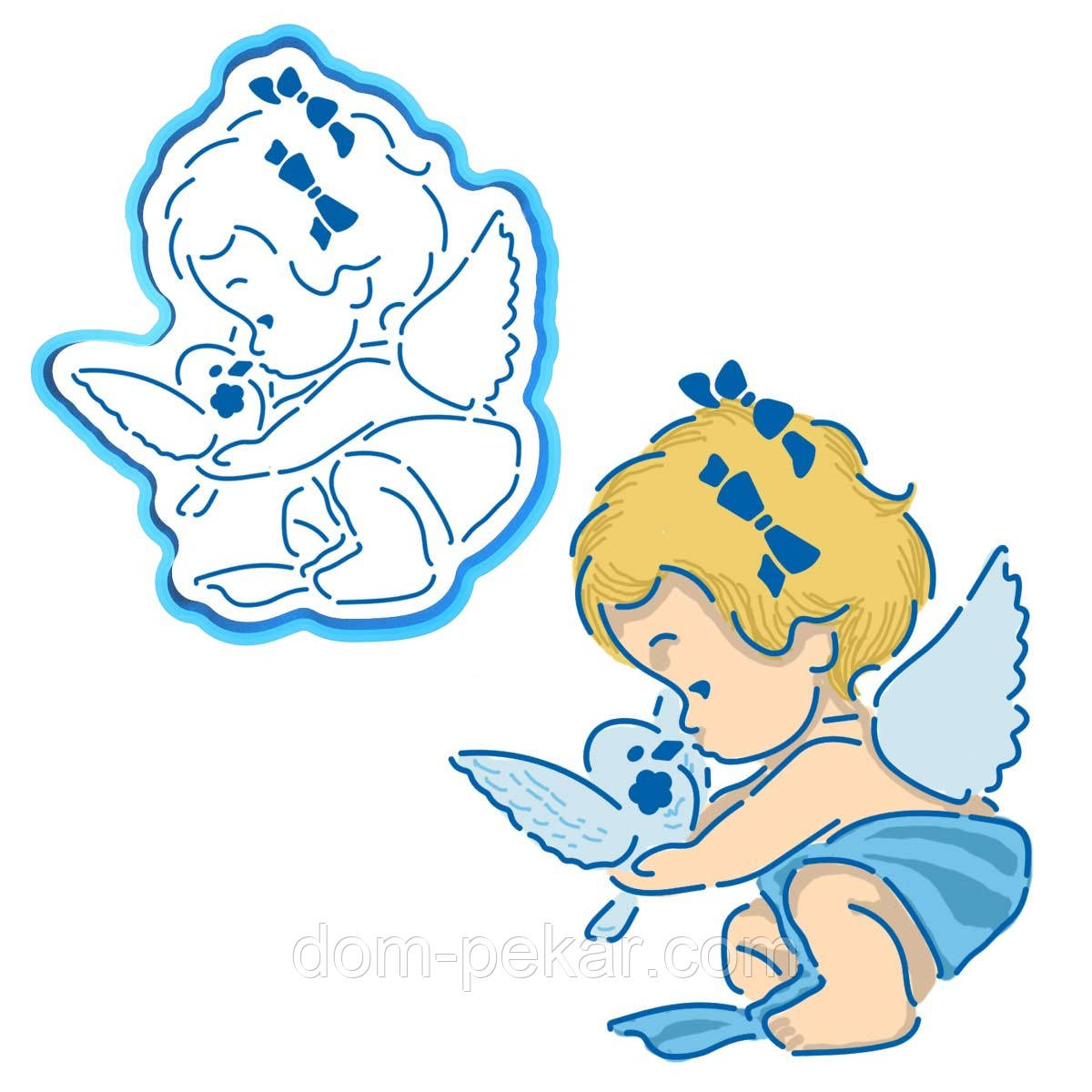 Дівчинка-Ангелок вирубка з трафаретом 12*10 см (TR-2)