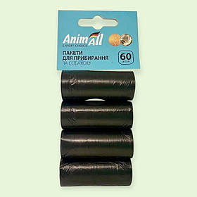 Змінні чорні пакети для прибирання за собакою, 4 рулони по 15 шт AnimAll, для диспенсера