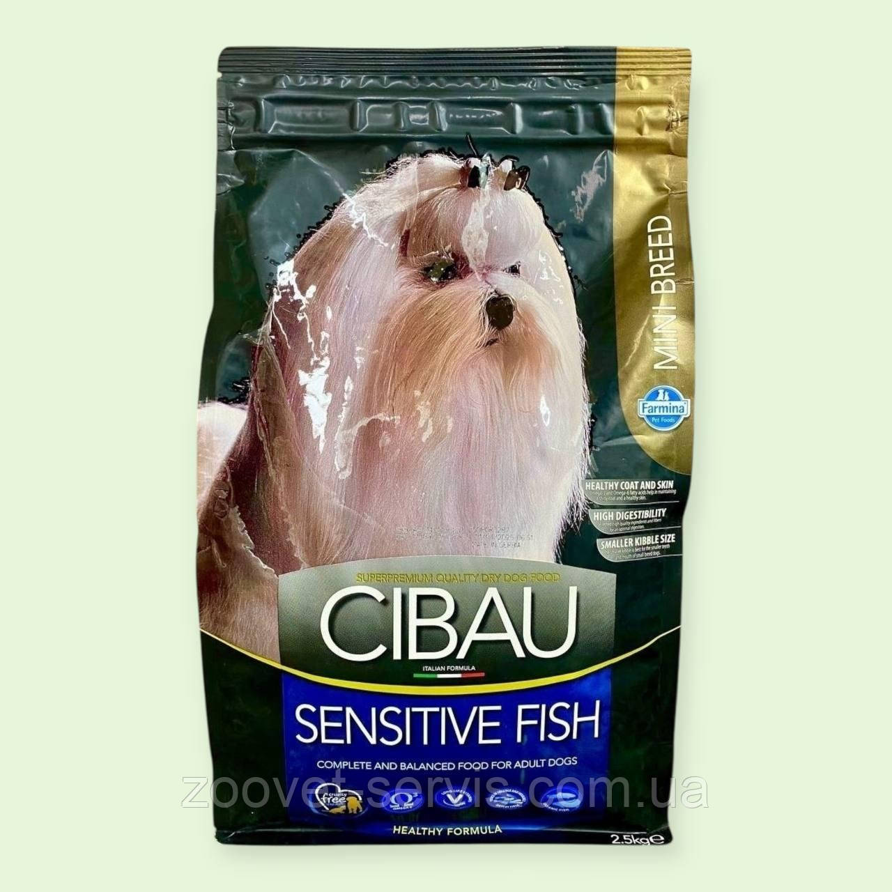 Сухий корм для малих порід собак з чутливим травленням з рибою Farmina Cibau Sensitive Adult Mini 2,5кг 30962-2,5