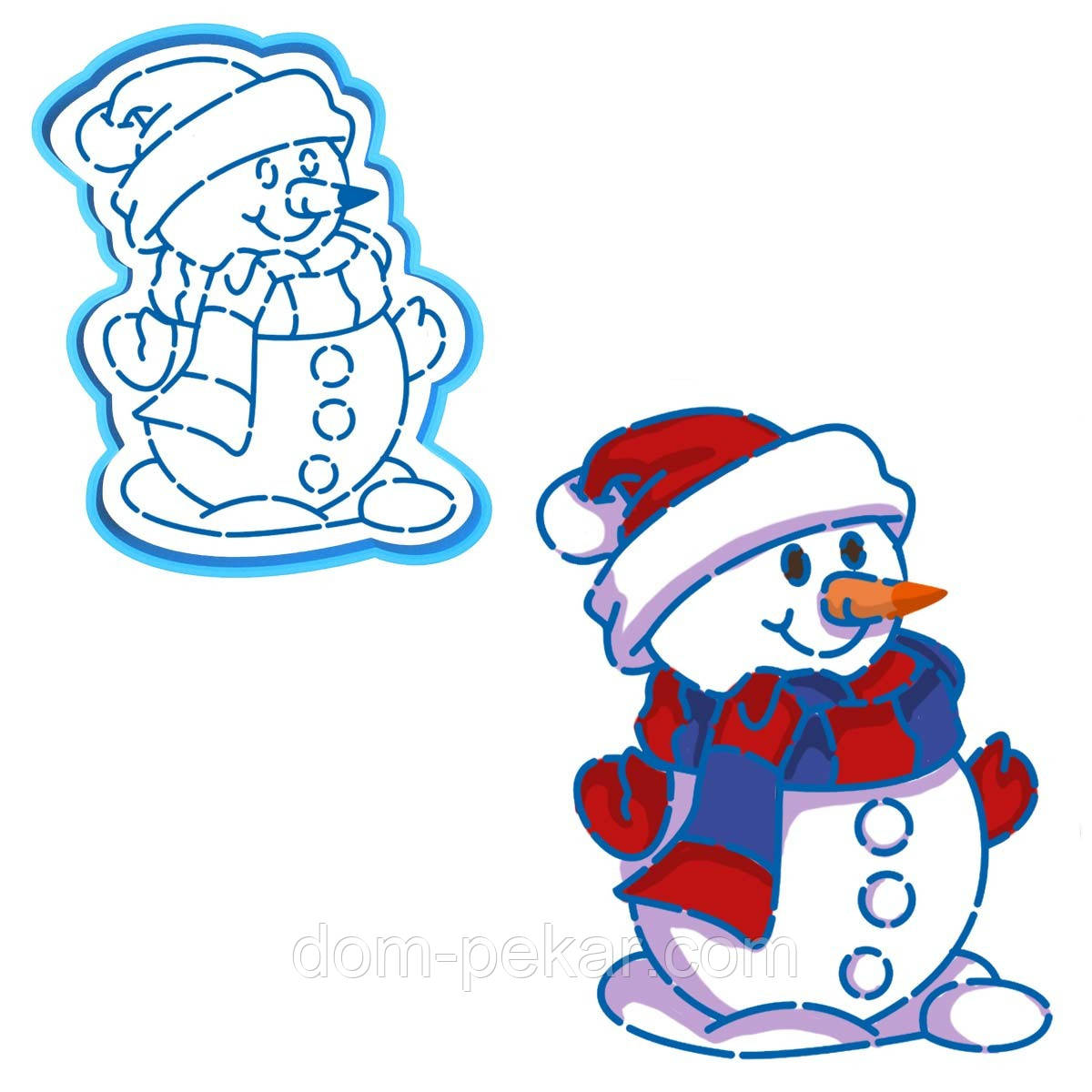 Сніговик вирубка з трафаретом 13*10.5 см (TR-1)