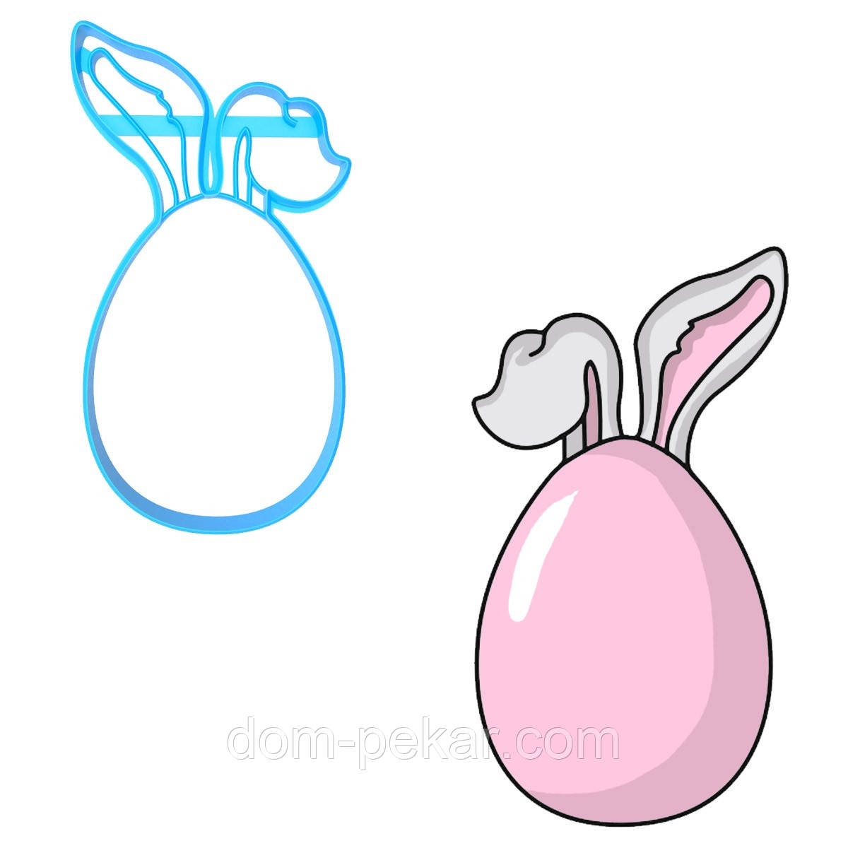 Яйце з вушками вирубка для пряників 12*6,5 см (3D)