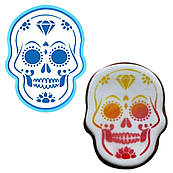 Череп з візерунком  вирубка з трафаретом 10*7,5 см (TR-2)