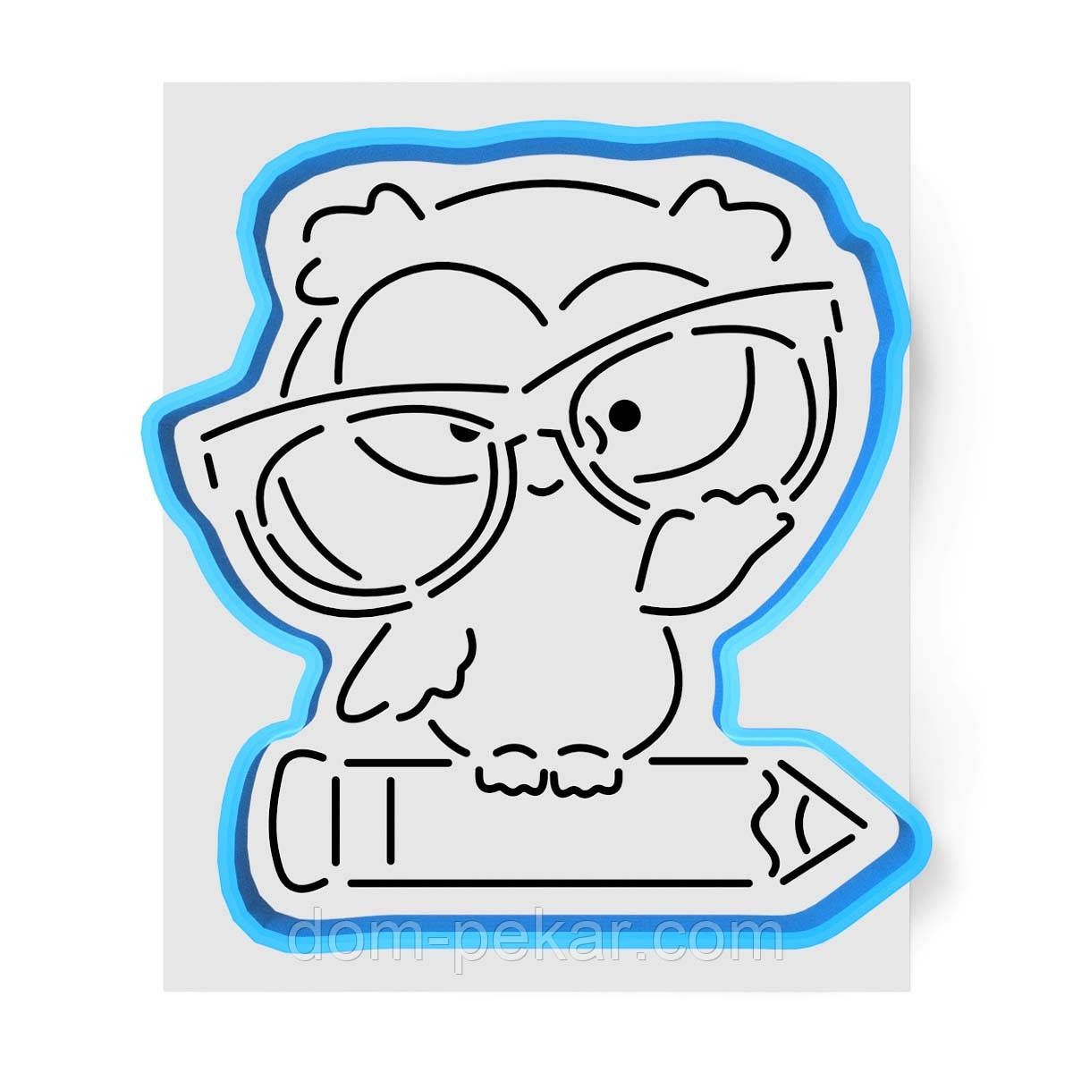 Сова з олівцем вирубка з трафаретом 12*11.5см (TR-2)