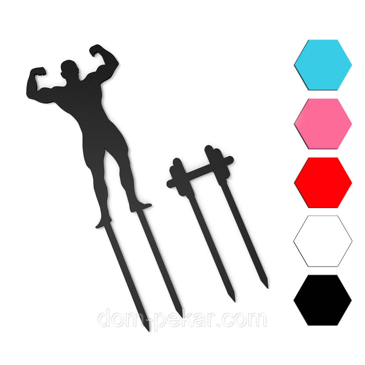 Силач+Гіря Набір топпер для торта 16*5.5, 8.5*4 см (3D)