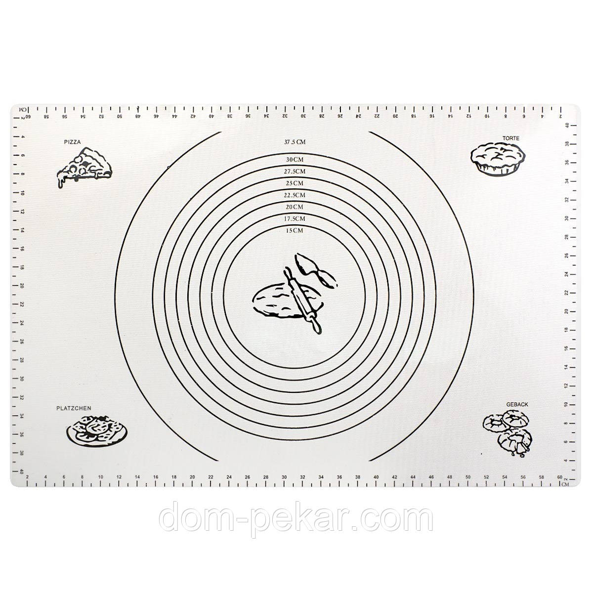 Килимок силіконовий для випічки та ізомальта армований (білий) 60*40 см