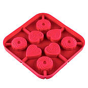 Форма для льодяників на паличці Серце, Спіралі 8 шт