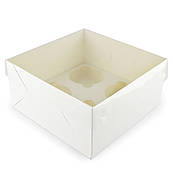 Упаковка для десертів з прозорою кришкою 160*160*80 мм біла