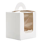 Упаковка для кексів із віконцем (на 1 шт.) з ручкою біла