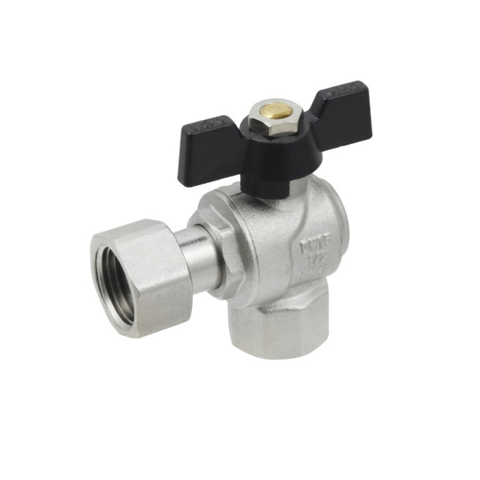 Кран кульовий 3/4" ВВ з накидною гайкою кутовий PN40 DRBZ 2 Raftec BLACK