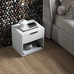 Тумбочка в спальню приліжкова з шухлядою з ЛДСП Дизайнерський компактний комод з відкритою полицею 40 см