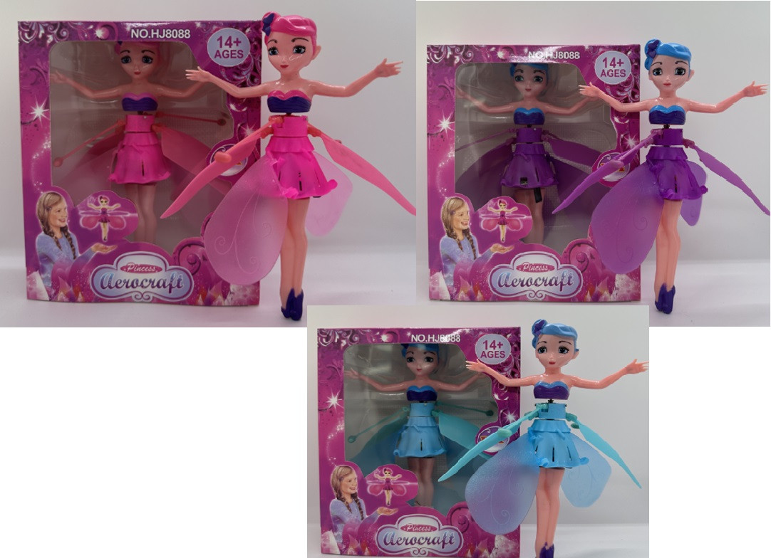 Запускачка арт. HJ8088 (60шт/2) Літаюча фея індукційна, батар, USB-зярядний пристрій, 3кольори, короб.