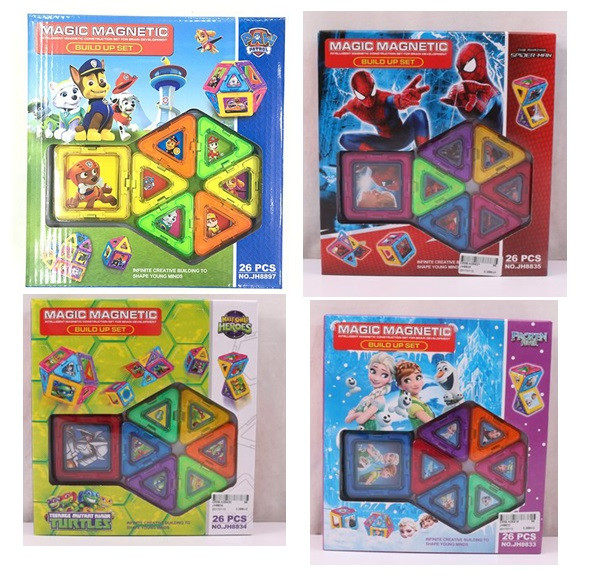 Конструктор магніт. арт. JH8833/34/35/97 (48 шт./2) 4 віди мікс, 26де, короб. 26*21*5см
