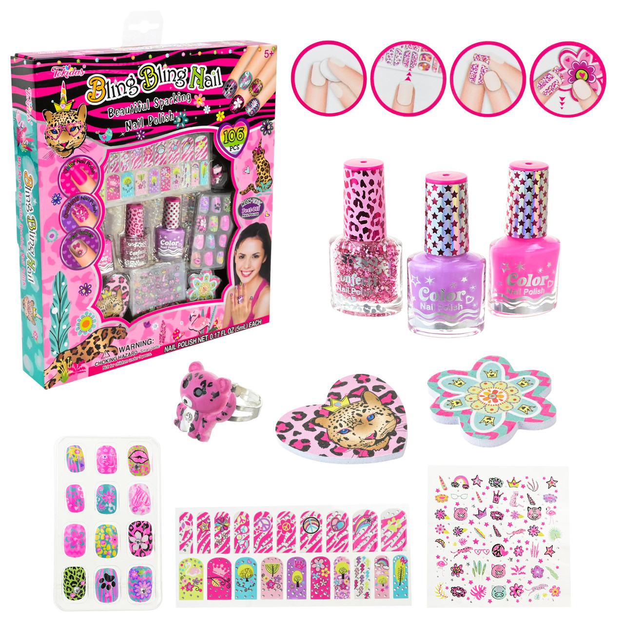 Манікюр набір арт. N02LP (24шт/4)    лак на водній основі, наліпки, накладні нігті, аксес короб. 35*25*5 см