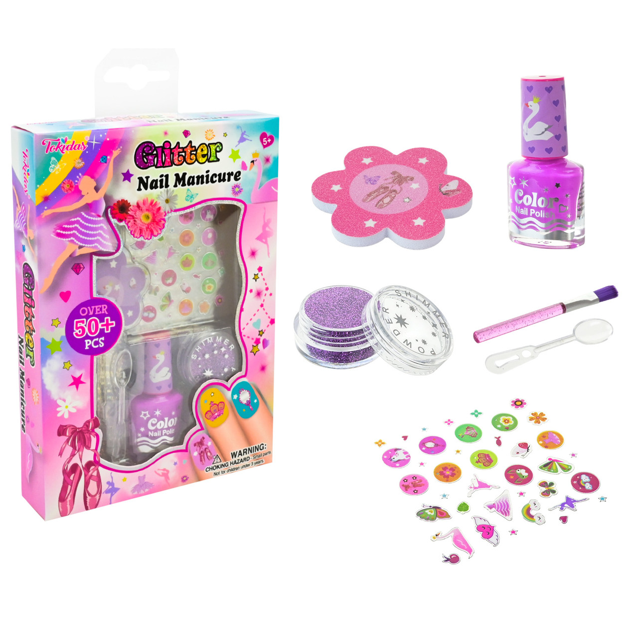 Манікюр набір арт. N01BA (48шт/8)    лак на водній основі, наліпки, аксес короб. см