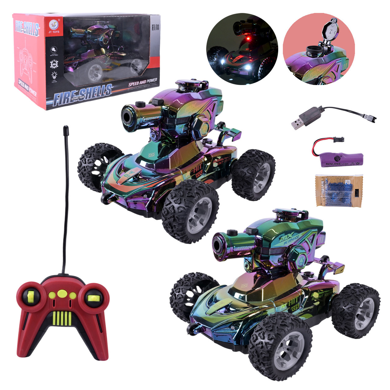 Танк р/к акум арт. JT687 (24шт/2) свiтло,стріляє гелевими кулями,у коробцi 29*18*17см