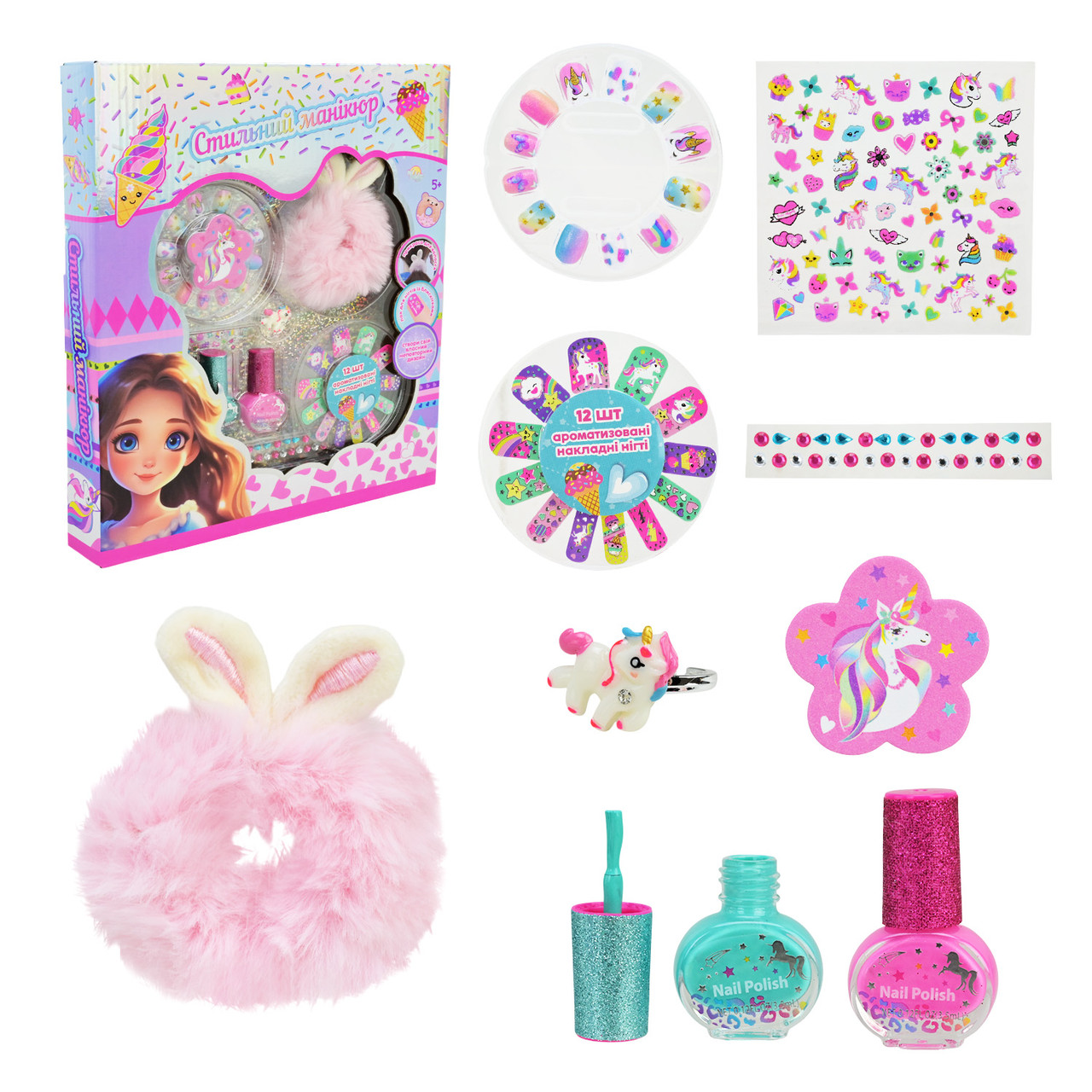 Набір косметики арт. UKR2403 (24шт/4)    укр. паковка, накладні нігті, наліпки, аксес, прикраса для волосся