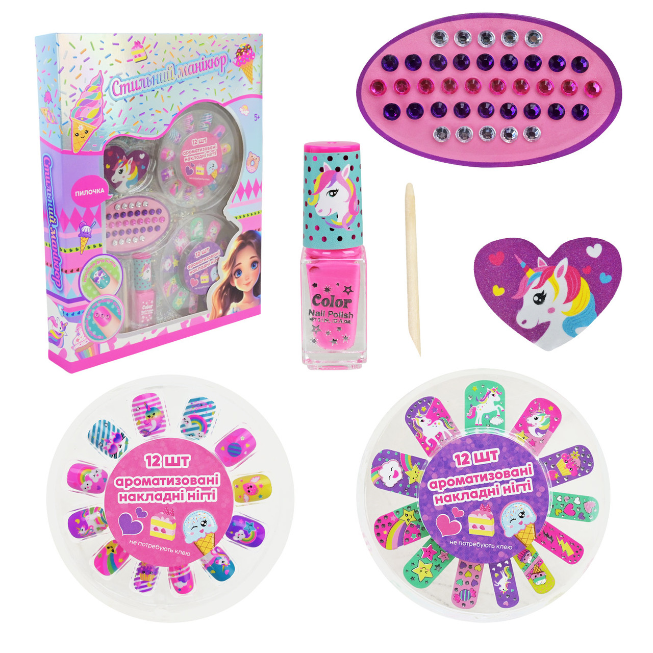 Набір косметики арт. UKR2407 (24шт/4)  мікс видів  укр. паковка, накладні нігті, наліпки, аксес, лак короб.