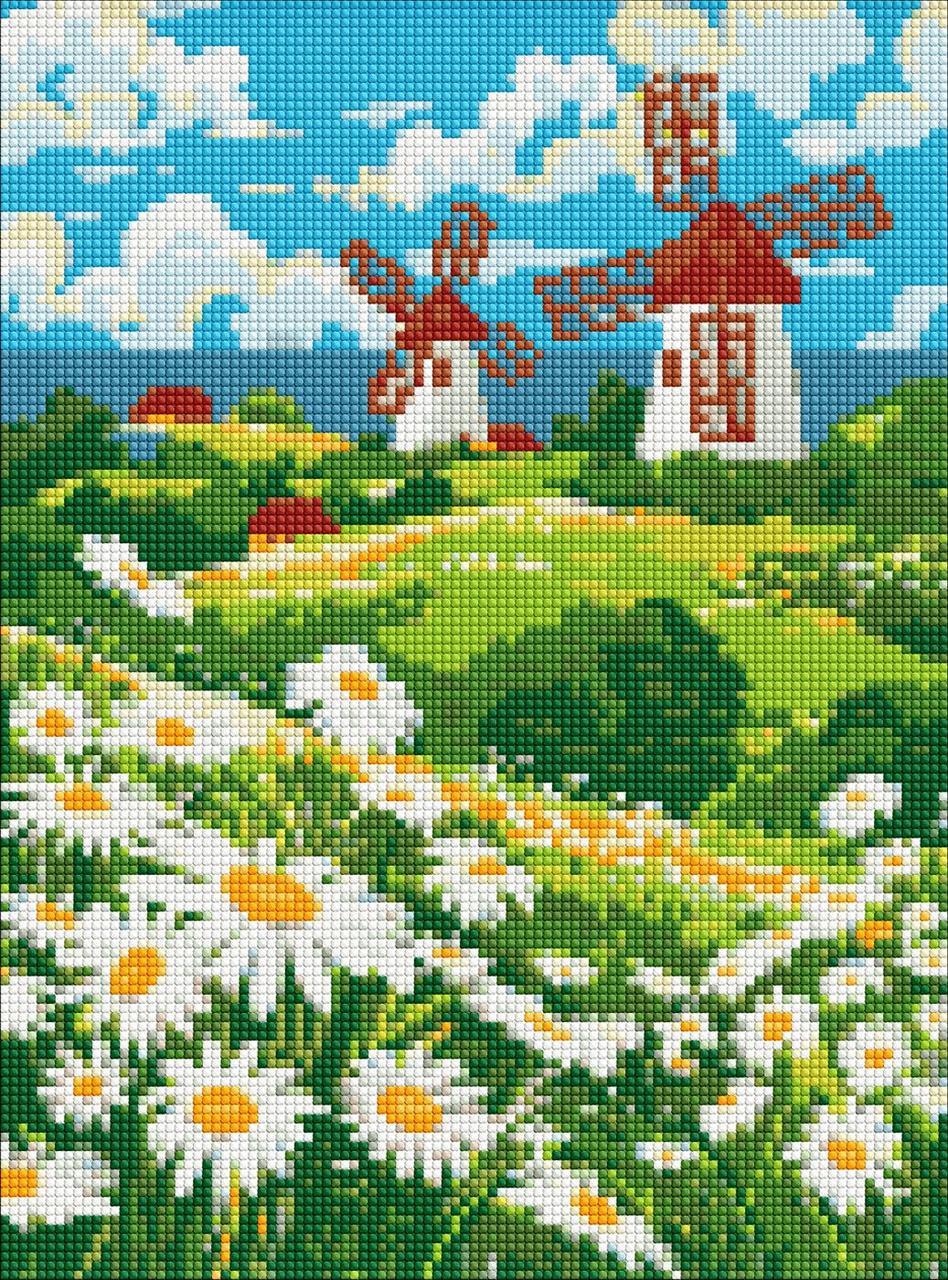 Набір з алмазною мозаїкою без підрамника "Поле ромашок" 30х40см