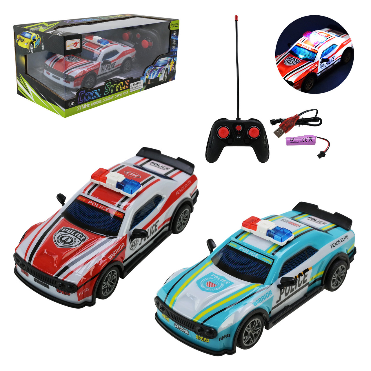 Машина р/к арт.  998-4C (60 шт./2) акум. 2кольора,світло,звук, короб. 28*13,5*12см