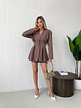 Кавовий жіночий костюм: шорти та вільний жакет, фото 2