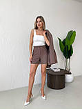 Кавовий жіночий костюм: шорти та вільний жакет, фото 4