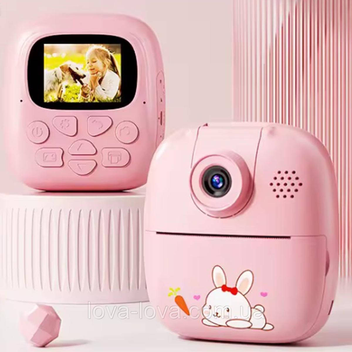 Дитячий цифровий фотоапарат миттєвого друку Children's Digital Print Camera A19 48 Мп 64 Гб Pink