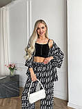 Чорний жіночий прогулянковий костюм з американського крепу з абстрактним принтом, фото 4