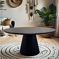 Стіл кухонний обідній Cone круглий столик невеликий дерев'яний на металевій опорі сучасний для кухні кафе ресторану дуб