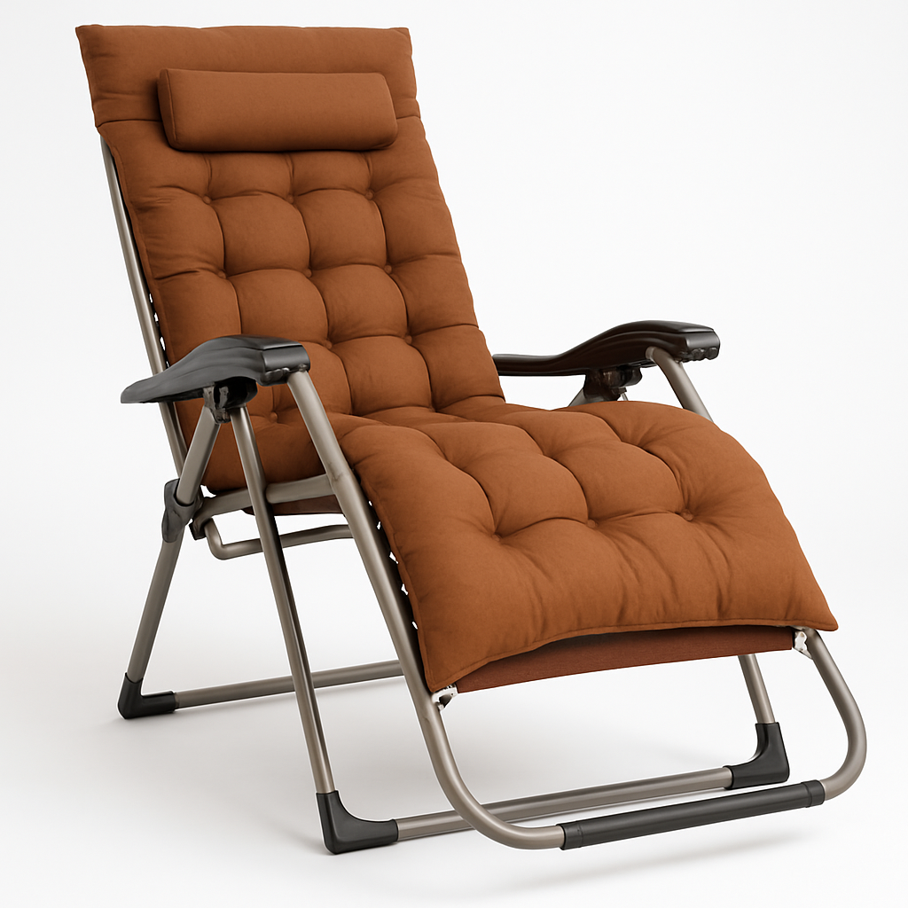 Розкладне крісло шезлонг LEOBRO Zero Gravity Premium Plus Коричневе (LB-ZGC-E1-BRN), фото 1