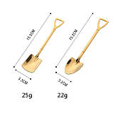 Набір чайних ложок RESTEQ у вигляді лопати золотого кольору, 2 шт, нержавіюча сталь 304, фото 2